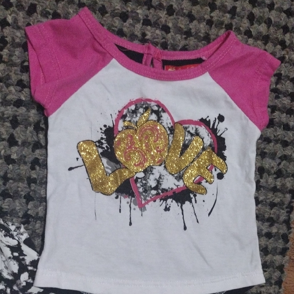 Apple Bottoms Pink and White Love Tee with Black Splatter Set - Picture 4 of 17